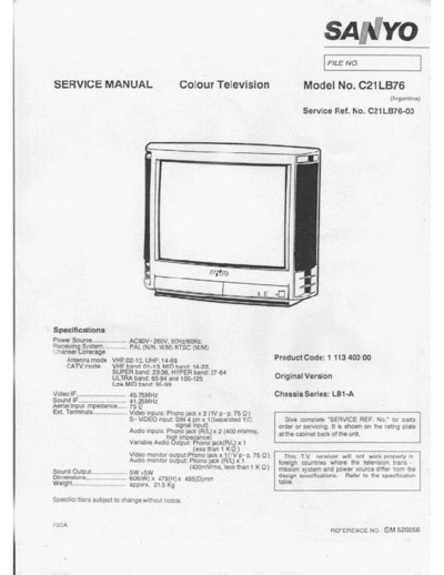 Sanyo C21LB76 From Argentine